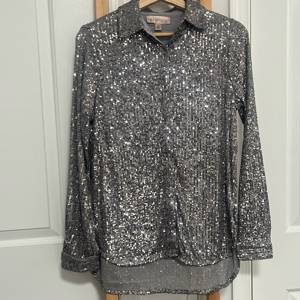 Philosophy Sequined Button Up Top